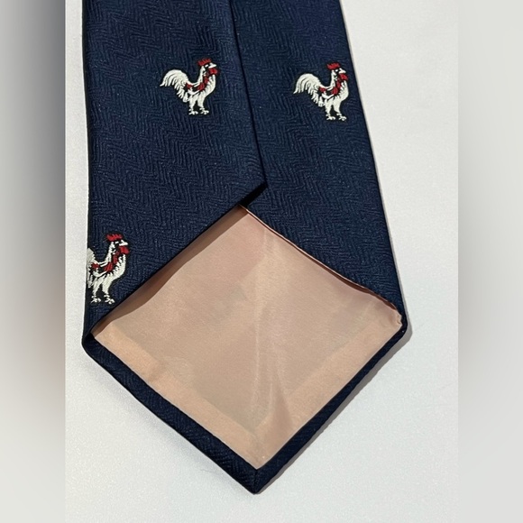 Vintage Blue Necktie By Damon Rooster 100% Imported Textured Polyester 55” - Picture 4 of 10